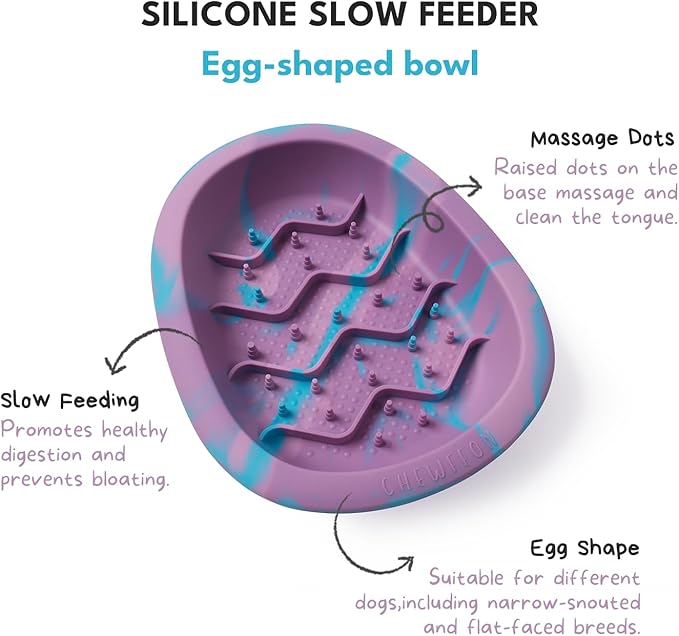 Interactive Dog&Cat Lick Mat Bowls, BPA-Free Silicone Dog Slow Feeder Bowl with Suction Cups, Non Slip Food Bowl for Dogs and Cats, Reduces Boredom and Anxiety, Dishwasher Safe, Blueberry