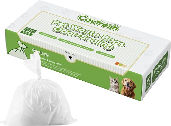 Odor-Sealing Dog Poop Bags, M/220-Count Leakproof & Durable Dog Waste Bags, Block Smells, Unscented (Color:White)