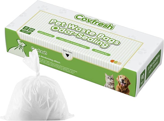Odor-Sealing Dog Poop Bags, M/220-Count Leakproof & Durable Dog Waste Bags, Block Smells, Unscented (Color:White)