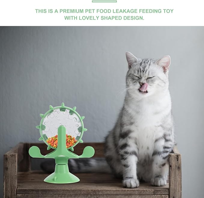 Interactive Pet Treats Dispenser Toy: 360 Degree Rotating Windmilt Feeding Windmill Dispenser Interactive Slow Food Toy for Cats and Dogs Enhances Iq Relieves Promotes Healthy Eating