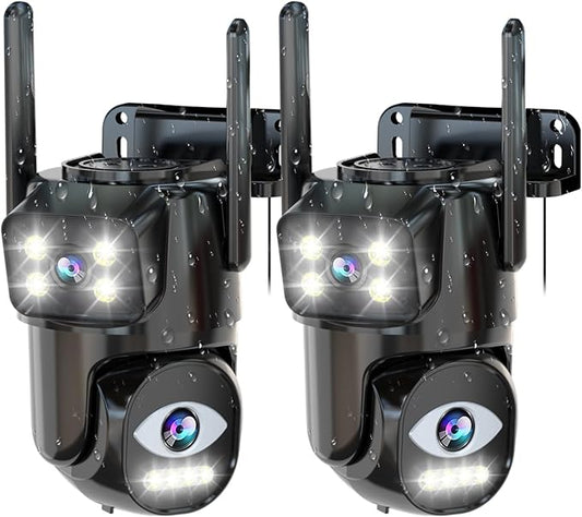 Security Cameras Outdoor WiFi,5G/2.4G Cameras for Home Security with Dual Lens,Motion Tracking,Night Vision,24/7 continous Record,Work with NVR/DVR Surveillance System,Weather Proof,SD/Cloud Storage