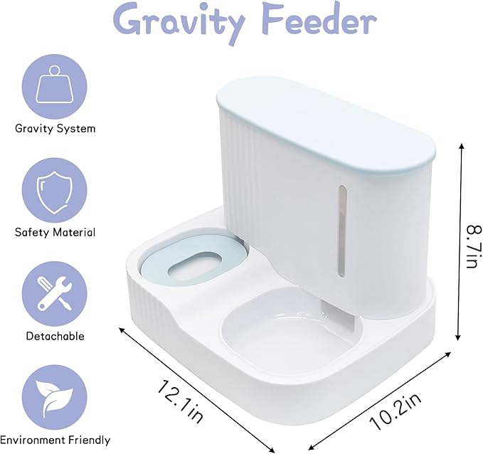 Kathson 2 in 1 Auto Cat Feeder and Waterer, Gravity Pet Feeder for Dry Food, Indoor/Outdoor Cats (Green)
