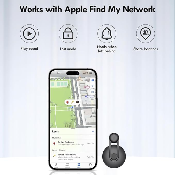 Htag GPS Tracker for Kids,Key Finder Works with Apple Find My (iOS only),Privacy Protection, Lost Mode, Waterproof,Bluetooth Tracker for Children, Seniors, Pets, Backpack (Black)