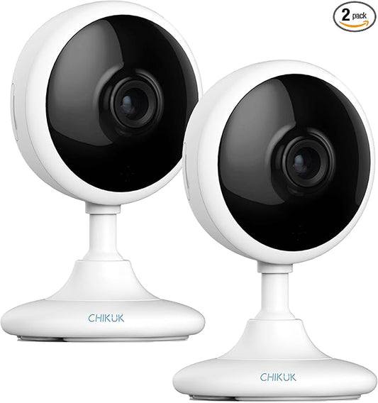 Indoor Security Cameras, 2k WiFi Home Camera with Night Vision, 2-Way Talk, Elder/Pet Cam, Baby Monitor with Smart Motion Detection, Cloud & SD Card Storage, Works w/Alexa, 2pcs