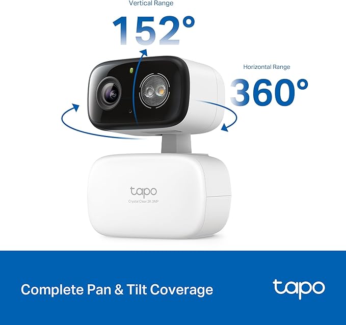 Tapo 2K 3MP Pan/Tilt Indoor/Outdoor Security Camera - Free Person/Baby Cry Detect & Motion Track, 360° Pan, Color Night Vision, SD/Cloud Storage, Works w/Alexa & Google Home, HybridCam 360 (2-Pack)