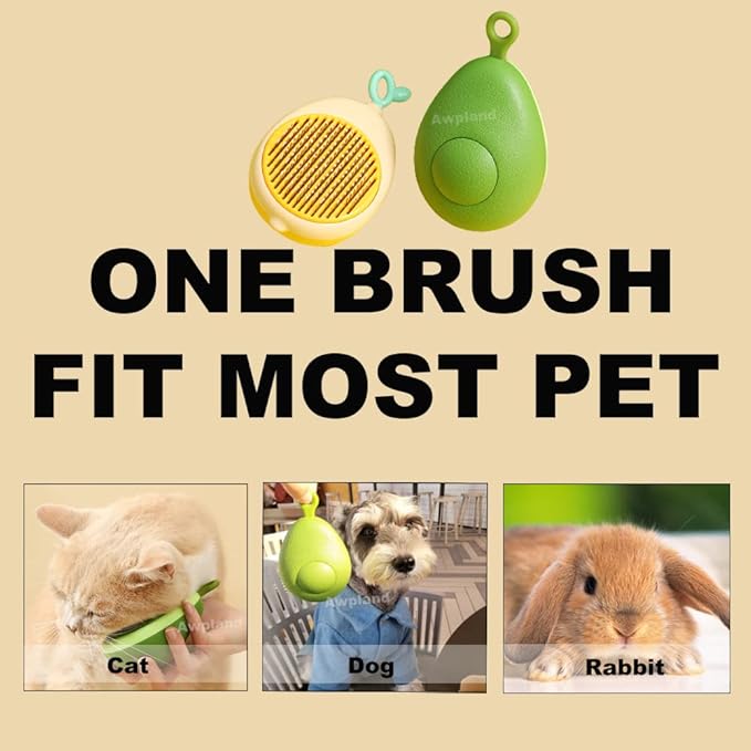 Lemon Cat Brushes for Indoor Cats, Cute Deshedding Dog Brush with Release Button, Small Dog Brushes for Grooming and Shedding Long or Short Haired Kitten Puppy Rabbits