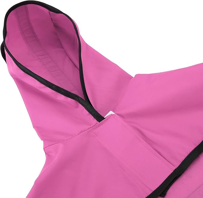 HDE Dog Raincoat Jacket Reflective Adjustable Hooded Pet Poncho Rain Coat with Leash Hole for Small to X-Large Dogs Pink - XL