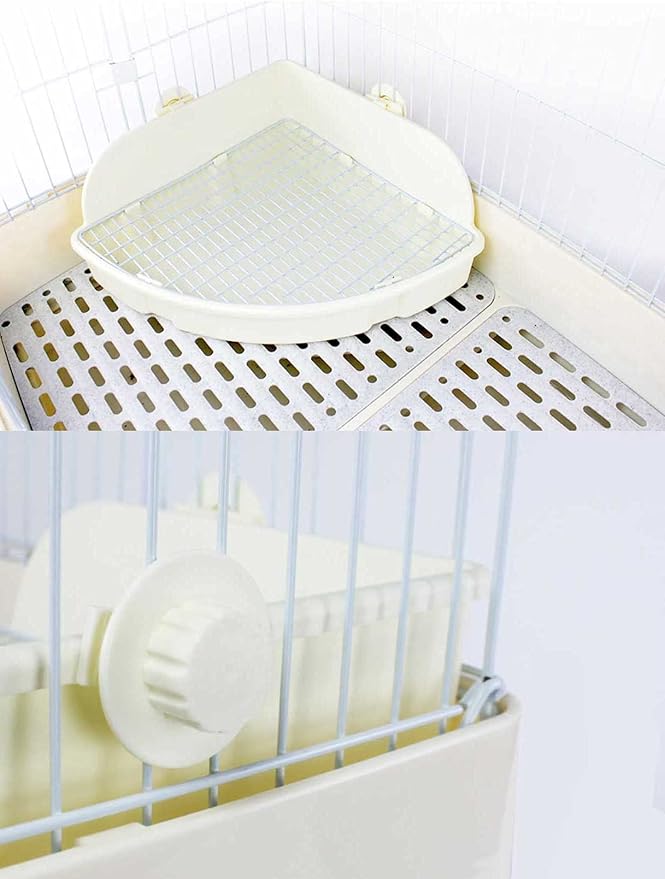 kathson Large Rabbit Litter Box Bunny Corner Toilet Box Potty Trainer Bigger Pet Pan Small Animal Cage Toilet Bedding Box Fanshaped for Adult Guinea Pigs Chinchilla Ferret Galesaur