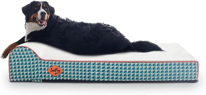 Laifug Orthopedic Memory Foam Dog Bed with Pillow and Durable Water Proof Liner & Removable Washable Cover & Smart Design Medium (34"x22"x7"), Slate Grey