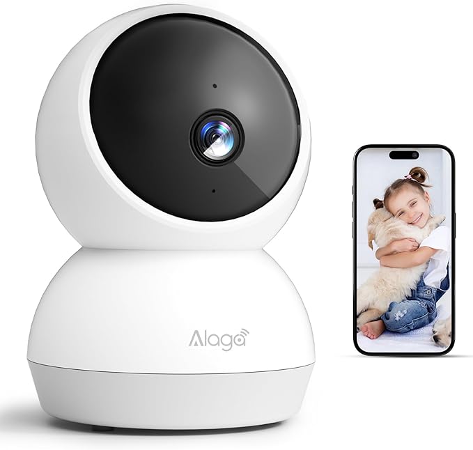 2K Indoor Security Camera, 360° Pan/Tilt AI Human Pet Motion Security Camera, 2.4/5 GHz Night Vision Camera, 2 Way Audio, Compatible with Alexa Google Assistant (3 Months of Cloud Storage)