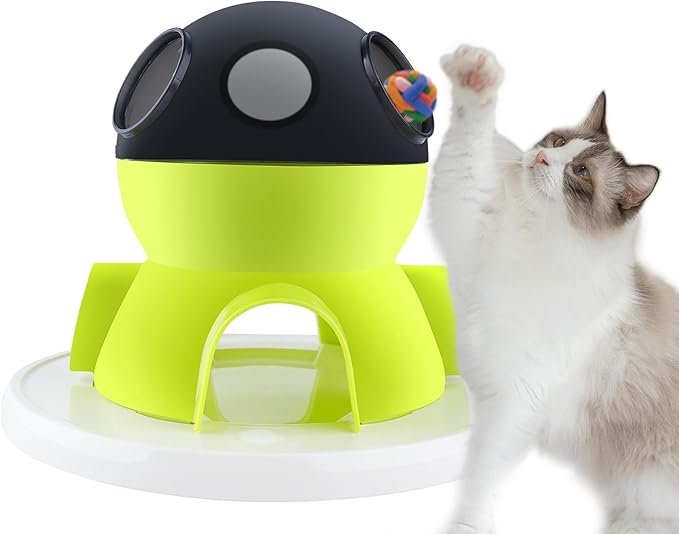 HOSUKKO Interactive Cat Puzzle Feeder,3 in 1 Intelligence Brain Stimulation Game Cat Treat Puzzle Toy and Slow Feeder Enrichment Toys for Indoor Cats Dogs (Green)