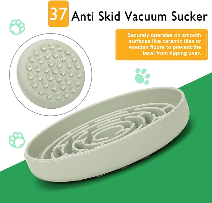 Slow Feeder Dog Bowls Silicone Maze Food Suction Bowl Feeders Pet Puzzle Lick Mat to Slow Down Eating for Medium Small Breed Size Dogs