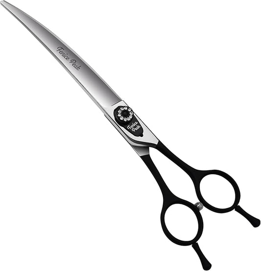 FENICE PEAK Dog Grooming Curved Scissors for Pets, Japan 440C Stainless Steel, Sharp Blade, Suitable for Beauticians (7.0 Inch)