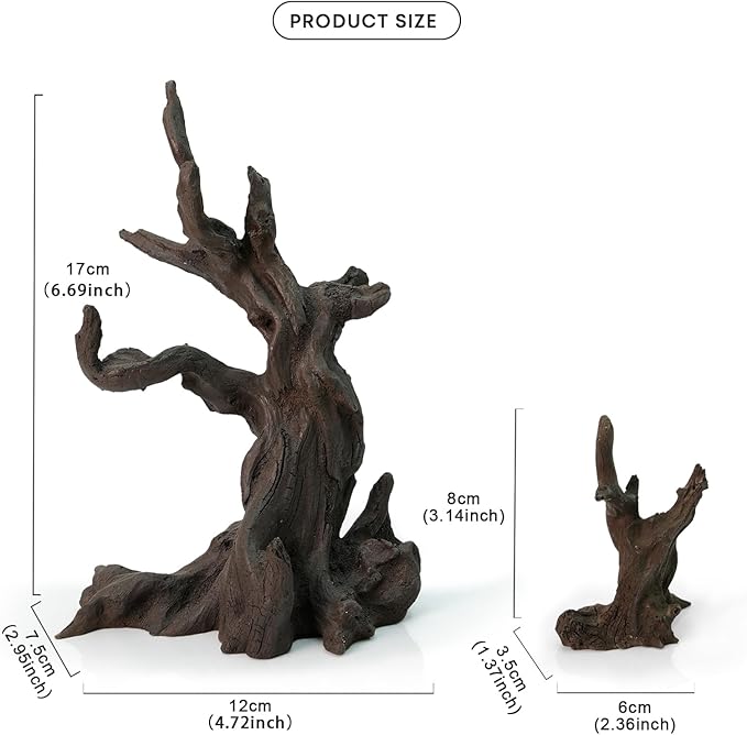 FZONE Resin Aquarium Driftwood, Aquarium Tree Decoration for Nano Aquascaping and Hardscape