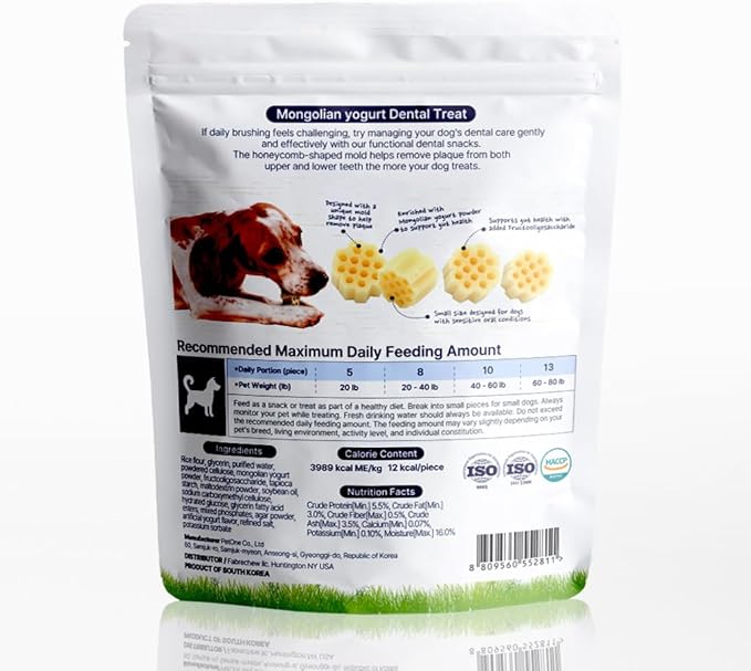 KI-You Mongolian Yogurt for Dogs – Soft Honeycomb Shape for Advanced Dental Care, Probiotic & Prebiotic Rich for Gut Health, for Sensitive Gums (Treat - Small Type)