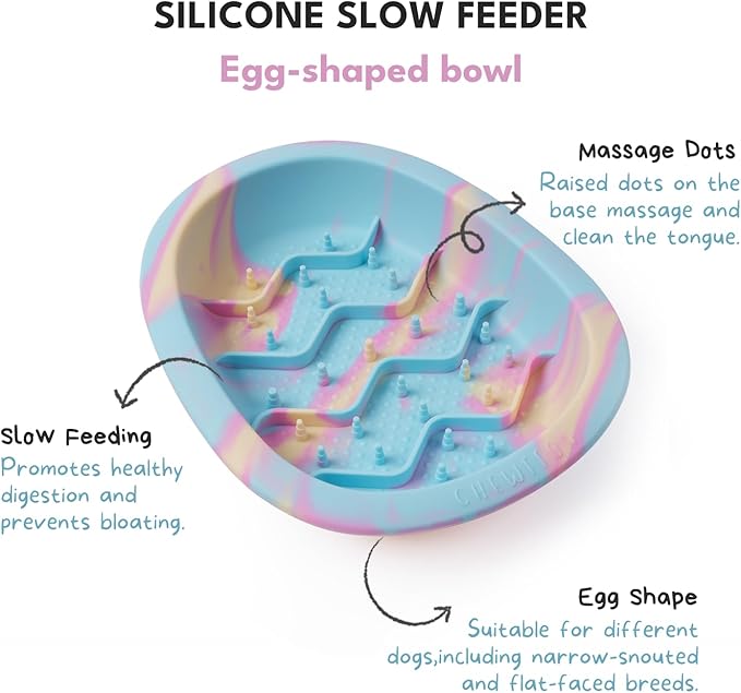 Interactive Dog&Cat Lick Mat Bowls, BPA-Free Silicone Dog Slow Feeder Bowl with Suction Cups, Non Slip Food Bowl for Dogs and Cats, Reduces Boredom and Anxiety, Dishwasher Safe, Rainbow