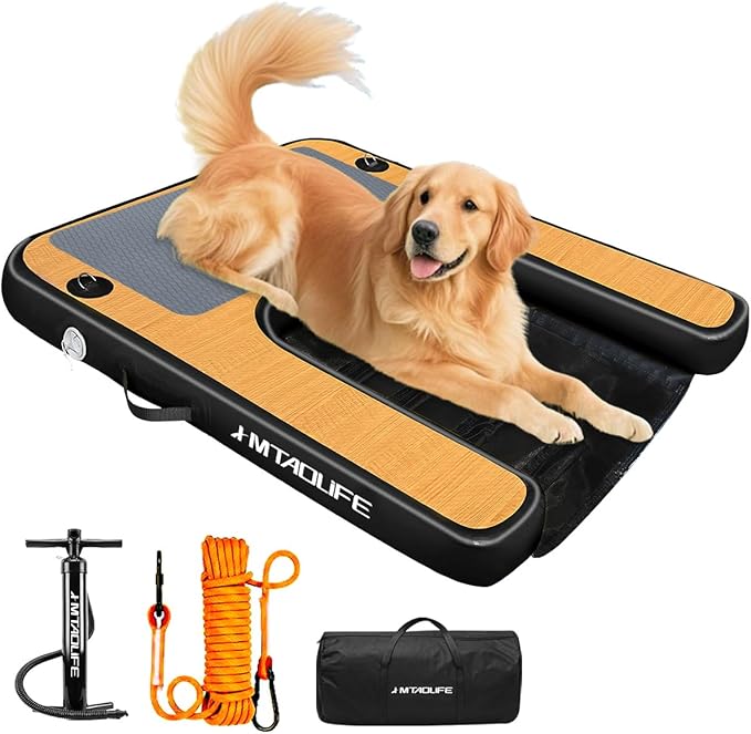 Inflatable Dog Boat Ramp Water Ramp for Pool, Float Floating Dog Ramps with Anti-Slip EVA for Lakes, Boats, Docks