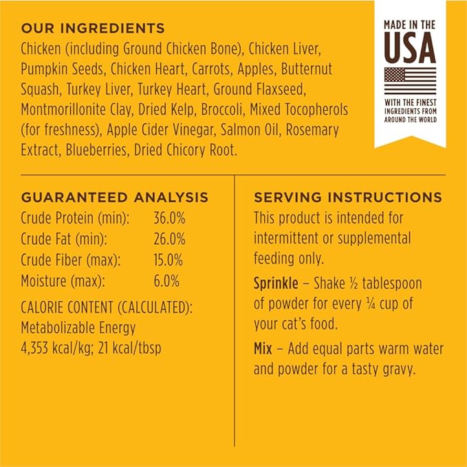 Instinct Raw Boost Shakers, Freeze-Dried Powder, Cat Food Topper - Chicken, 5.5 oz. Bottle