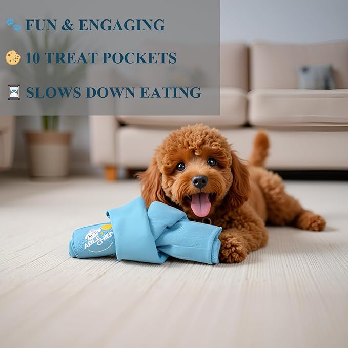 Snuffle Knot for Dogs, Interactive Dog Puzzle Toys for Small Dogs, Puppy Enrichment Toys, Encourage Natural Foraging Skills, Snuffle Ball with 10 Treat Pockets for Slow Eating