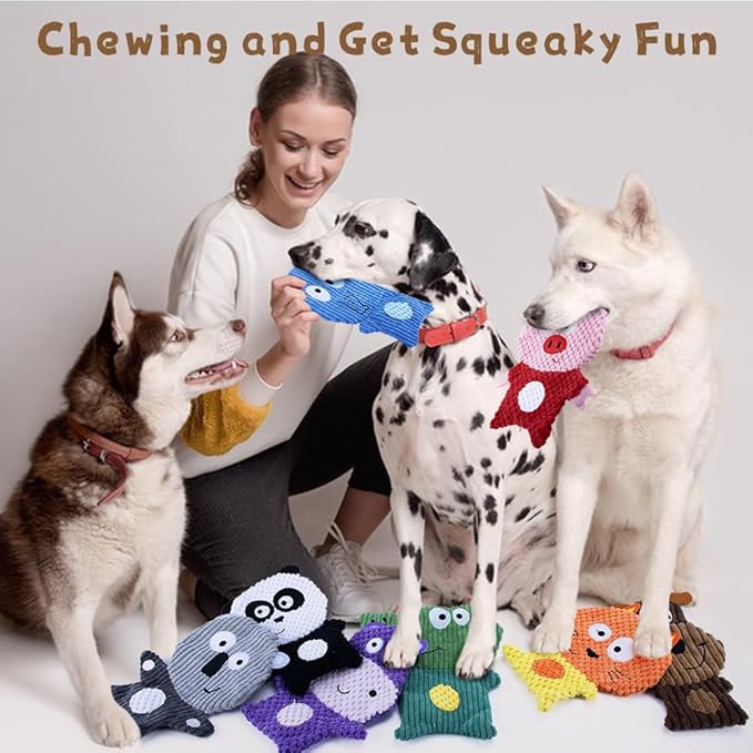 No Stuffing Dog Squeaky Toys, 8 Pack Stuffless Dog Chew Toys, Tough Soft Plush Crinkle Toys, Pet Supplies Durable Puppy Teething Interactive to Keep Them Busy for Small Medium Breeds