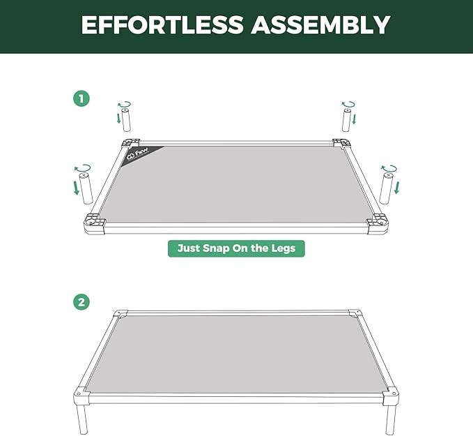 FXW TitanNest Chew-Proof Elevated Dog Bed, Raised Cot for Indoor/Outdoor/Camping Use, Durable & Waterproof Cooling Pet Bed for Small Dogs, 35.0" L x 22.0" W x 4.5" H, Black