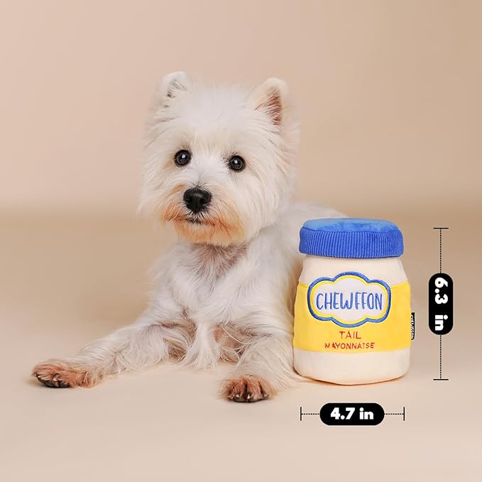 Dog Enrichment Toys, Interactive Mayonnaise Jar Puzzle, Snuffle Toy for Mental Stimulation, Hide and Seek Crinkle Toy for All Dog Sizes