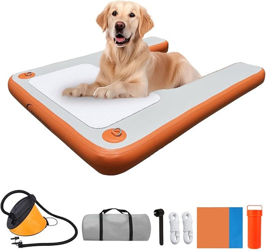 Inflatable Dock, Load-Bearing 200 pounds, Dog pet ramp, Suitable for Swimming Pools, Boat Docks, Lakes, Beach use Water Sports Platform.