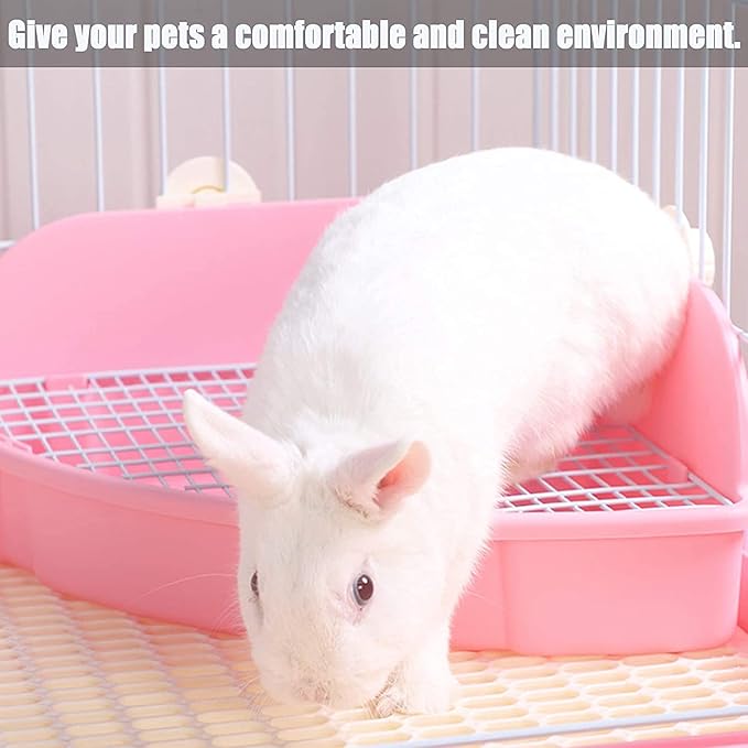 kathson Large Rabbit Litter Box Bunny Corner Toilet Box Potty Trainer Bigger Pet Pan Small Animal Cage Toilet Bedding Box Fanshaped for Adult Guinea Pigs Chinchilla Ferret Galesaur