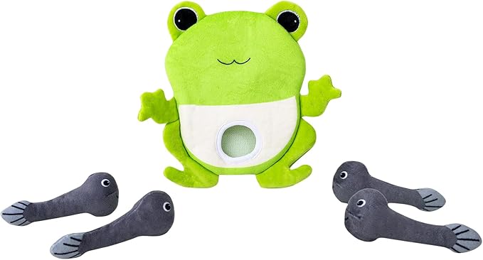Hollypet Squeaky Dog Toy, Interactive Plush Hide and Seek Dog Toys for Small Medium Sized Dogs and Non-Aggressive Chewers, Puppy Teeth Clean Chew Toys, Frog