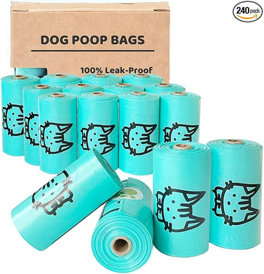 Dog Poop Bags, Extra Thick and Strong Pet Poop Bags for Dog Walking and Traveling, Premium Leak-Proof Pet Waste Bags for Small Medium Large Dogs and Cats (Blue, 240 Bags)