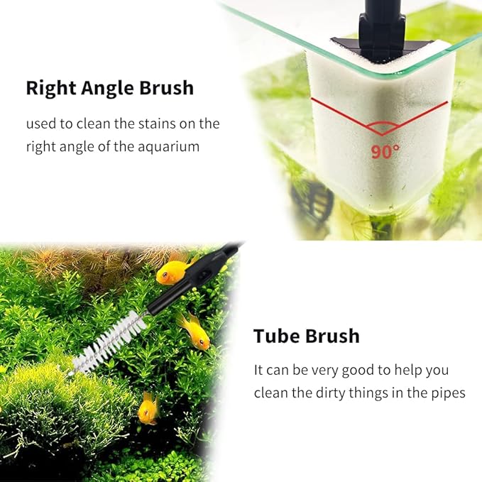Fish Tank Cleaning Tools, 6 in 1 Aquarium Cleaning Tools, Fish Tank Cleaner with Adjustable Long Telescopic Handle,Multifunction Aquarium Cleaner for Saltwater Freshwater Fish Tank Cleaning Kit