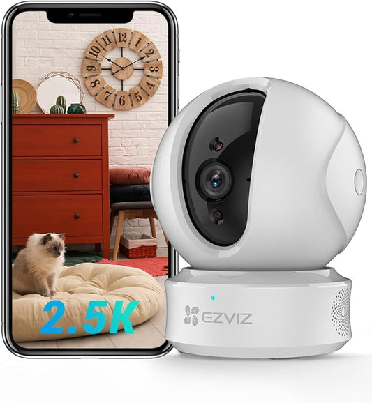 EZVIZ C6CN 2K+ Indoor Pan/Tilt Wi-Fi Security Camera, Human Detection, Smart Tracking, Two-Way Talk with Google Assistant and Amazon Alexa Compatibility