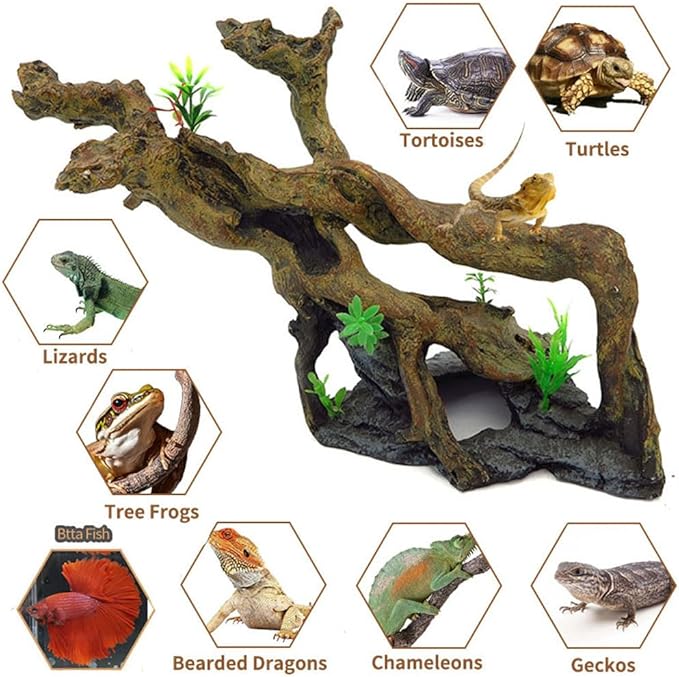 Fish Tank Decorations Aquarium Décor Resin Artificial Tree Trunk Root (E)