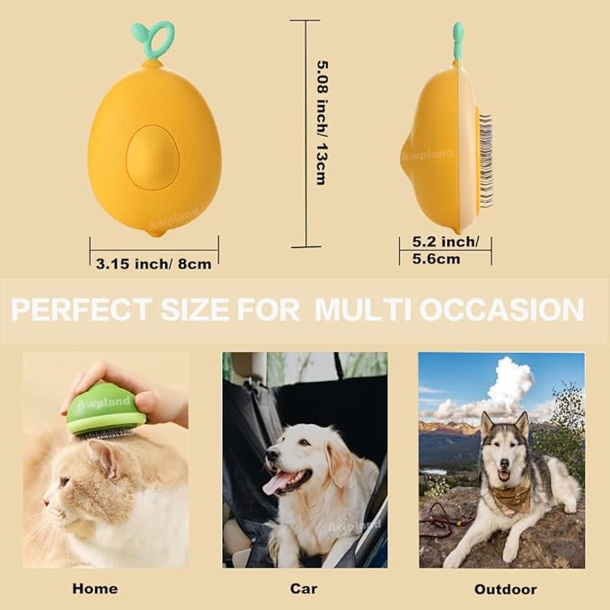 Lemon Cat Brushes for Indoor Cats, Cute Deshedding Dog Brush with Release Button, Small Dog Brushes for Grooming and Shedding Long or Short Haired Kitten Puppy Rabbits