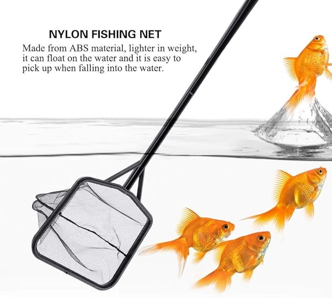 FTVOGUE Fishing Net Lightweight Nylon Net and Anti-Slip Handle for Aquarium Fish (S)