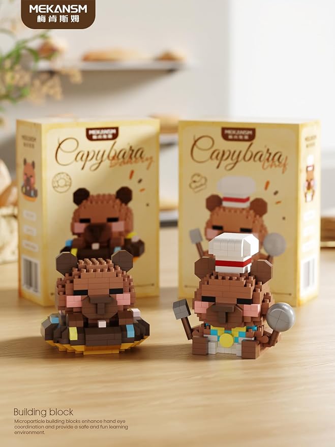 Gold Medal Baking Cute Capybara Baking Bread Series Mini Building Toy Kawaii Animals Set Micro Adorable Pet Buildings Small Bricks Gifts Toys