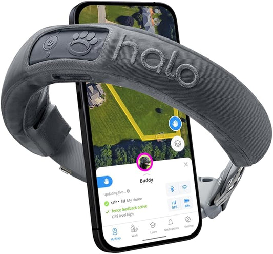 Halo Collar 3, Multifunctional GPS Wireless Dog Fence & Dog Training Collar with GPS Tracker, Subscription Required, Waterproof, Graphite (Medium/Large)