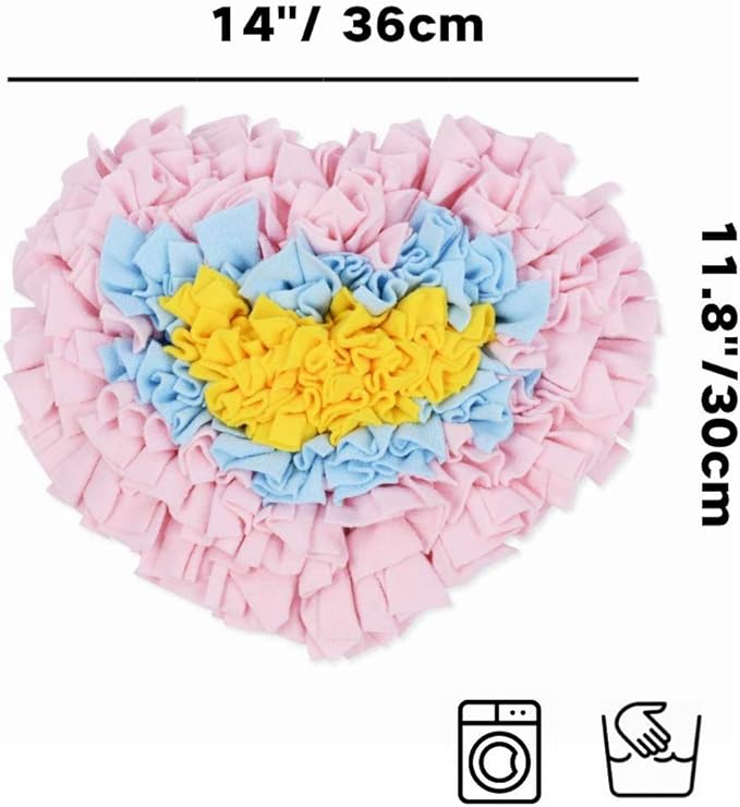 GoFika Small Dogs Slow Feeding Snuffle Foraging Mat Cloth for Puppies and Pets (14" x 11.8") Interactive Puzzle Feeder for Stimulation and Nosework (Pink)