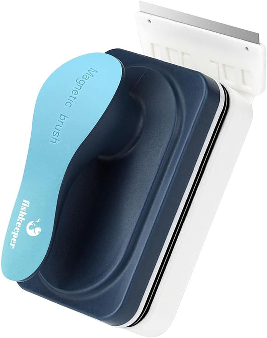 fishkeeper Aquarium Magnetic Glass Cleaner, Fish Tank Algae Magnet Cleaning Tool with Algae Scraper for Glass Aquariums Tank, Floating Scrubber Brush, 2 Detachable Scrapers, Medium