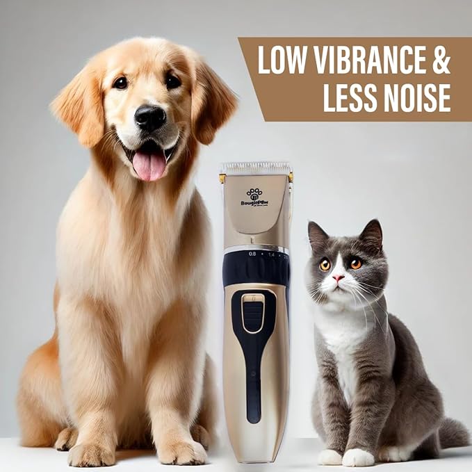 Grooming Kit for Dogs at Home - Rechargeable Low Noise Cat and Dog Shavers & Clippers for Grooming Thick Hair - Cordless Grooming Clippers Includes Pet Hair Clippers, Nail Trimmer, Shears & Bath Brush