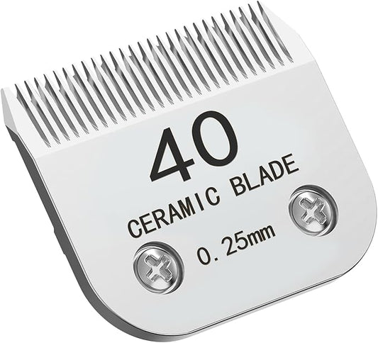 40# Silver Detachable Clipper Ceramic Blades, Dog Grooming Clipper Replacement Blades Compatible with Dog Clippers, KM Series Clippers, A5, Size 40, Cut Length 1/100"(0.25mm)