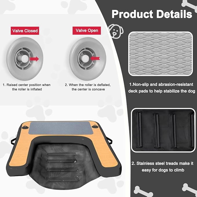 Inflatable Dog Boat Ramp Water Ramp for Pool, Float Floating Dog Ramps with Anti-Slip EVA for Lakes, Boats, Docks