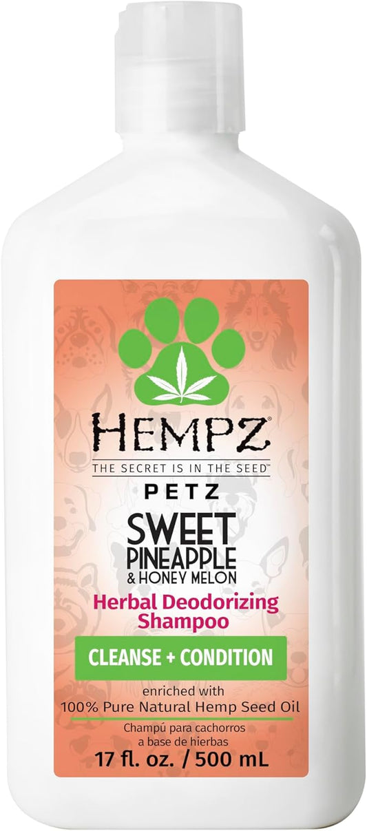 Hempz Petz, Dog Shampoo, Sweet Pineapple Deodorizing Shampoo, Cleans, Conditions & Moisturizes, 17 oz