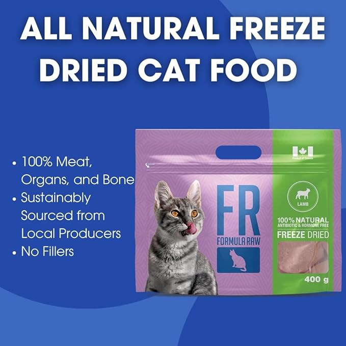 Freeze-Dried Raw Cat Food - Lamb Formula, High Protein, Grain-Free, Whole Ingredients, No Additives, Meal Mixer or Topper - Supports Healthy Digestion, Coat, and Joints