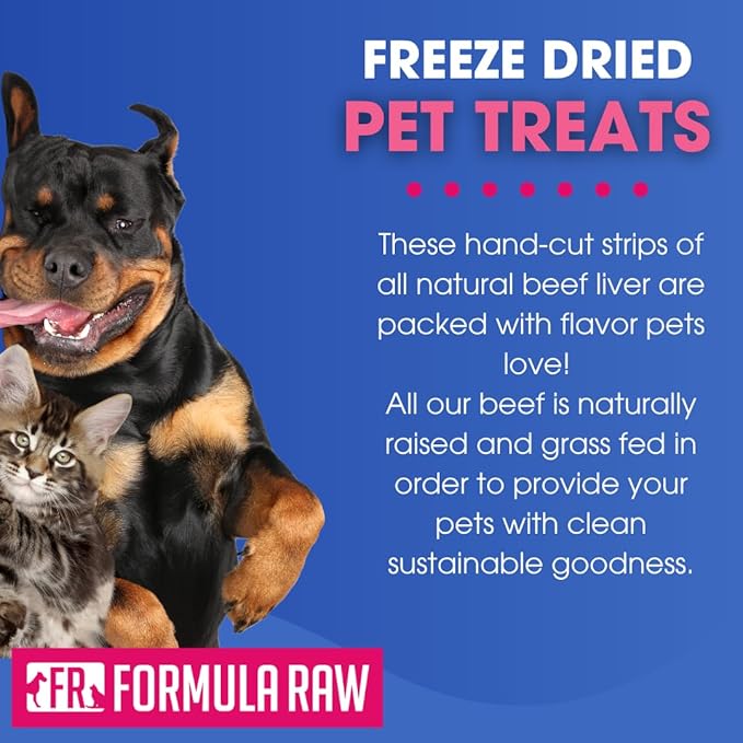 Freeze-Dried Beef Liver Pet Treats – Single Ingredient, High Protein Natural Snack for Dogs and Cats – Grain-Free, All Life Stages, Training & Reward Use