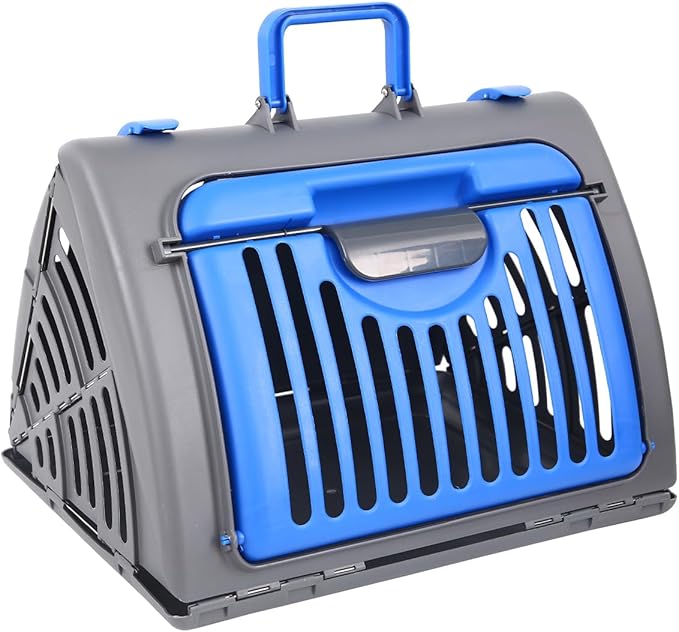Foldable Travel Cat Carrier 14 * 14 * 18 inches Sport Designs Plastic Carrier, Blue