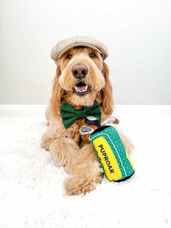 Golf Dog Toy – Birthday Dog Toy, Funny Plush Squeaky Puppy Gift with Rope & Crinkle, Golf Bag Gift