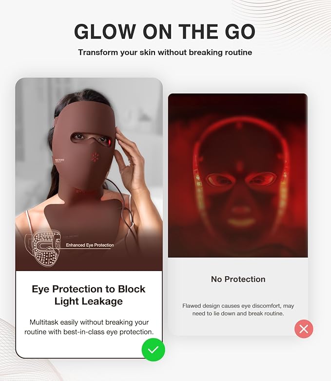 JOVS Red Light Therapy Mask for Face, LED Face Mask with Near-Infrared Light, Rechargeable, 4 Modes, Portable Anti-Aging Skin Care Device for Home Use