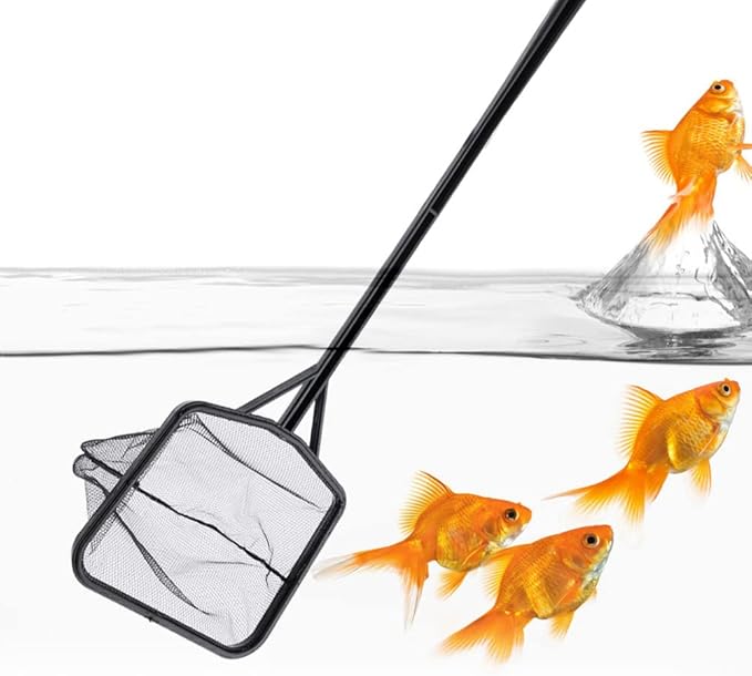 FTVOGUE Fishing Net Lightweight Nylon Net and Anti-Slip Handle for Aquarium Fish (M)