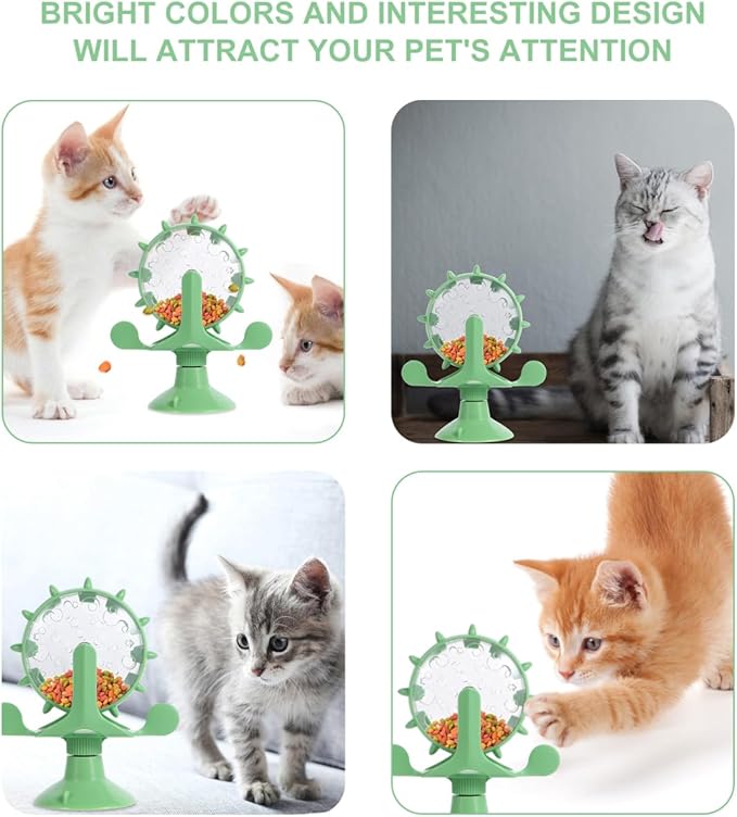 2pcs Interactive Pet Treats Dispenser Toy: 360 Degree Rotating Windmilt Feeding Windmill Dispenser Interactive Slow Food Toy for Cats and Dogs Enhances Iq Relieves Promotes Healthy Eating